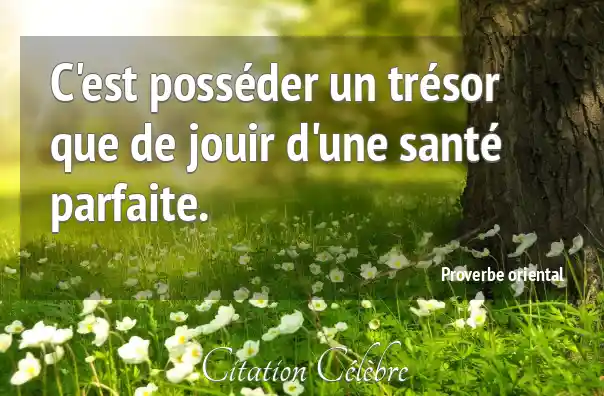 Proverbe Sante, Tresor &amp; Parfaite (Proverbe oriental