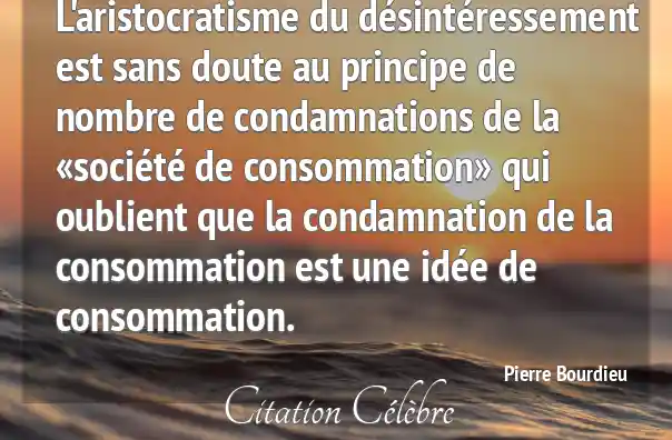 Citation Pierre Bourdieu Societe L aristocratisme Du D sint ressement 