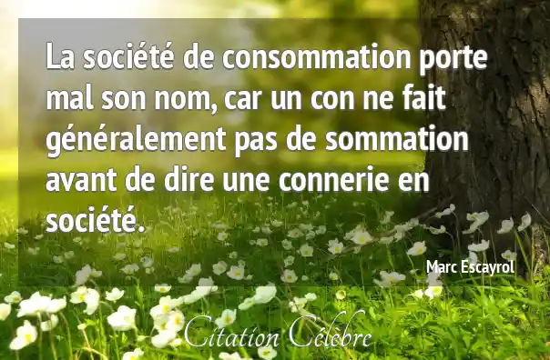 Citation Marc Escayrol Dire La Soci t De Consommation Porte Mal Son 